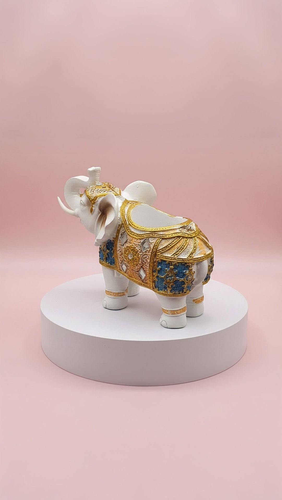 Standing Mirrored Mosaic Elephant With Trinket Holder