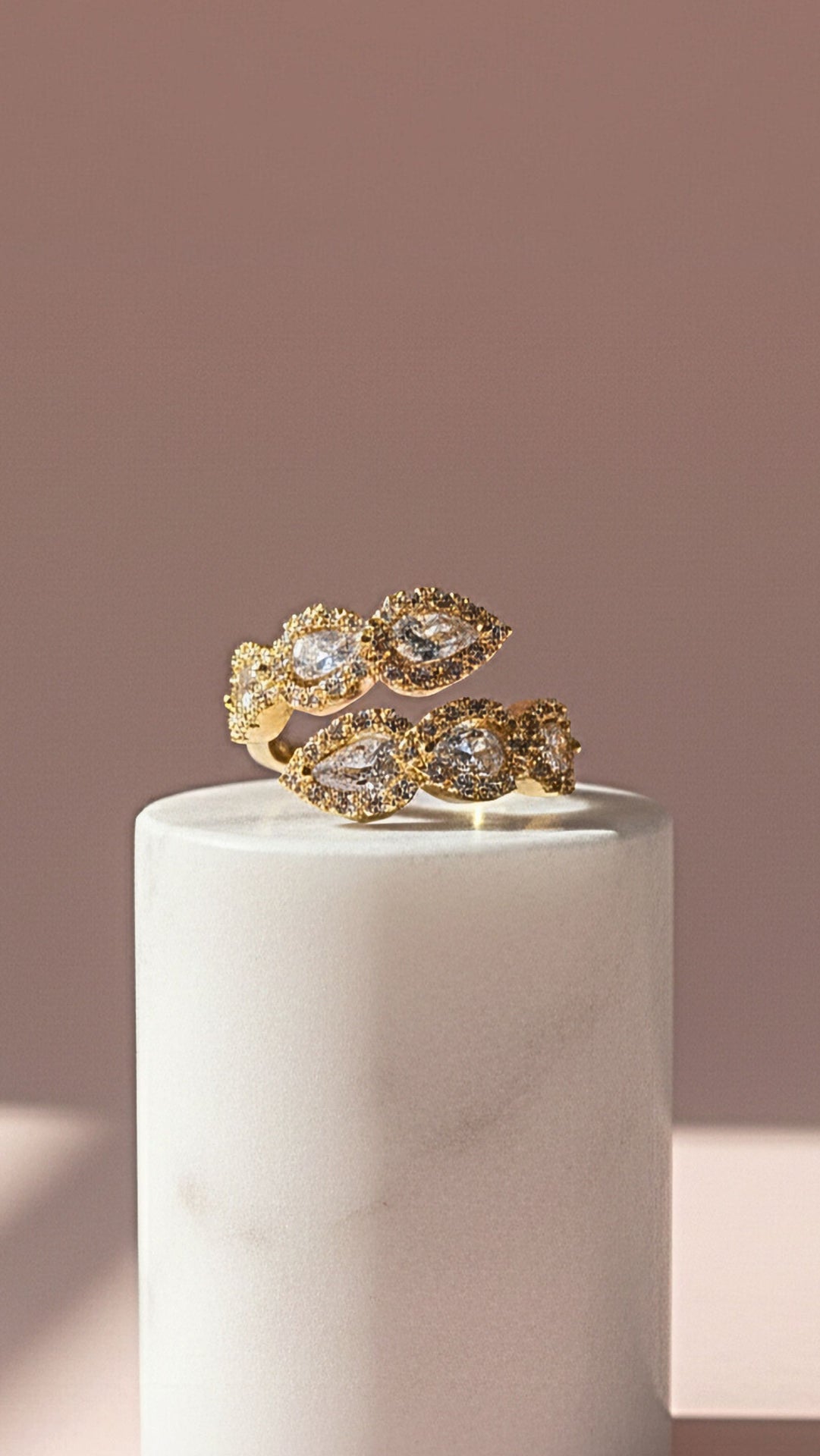 Waterproof 14k Gold Plated Free Size Crystal Stacking Rings Box set of 12