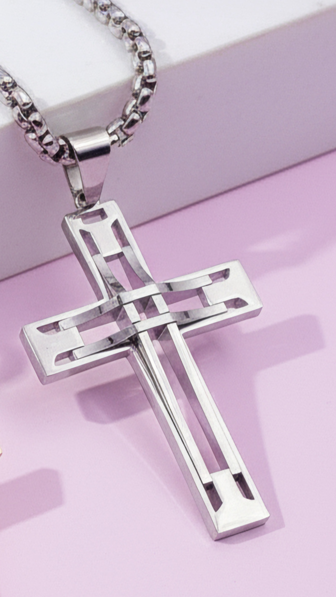 Metallic Cut Out Symbolic Cross Necklace