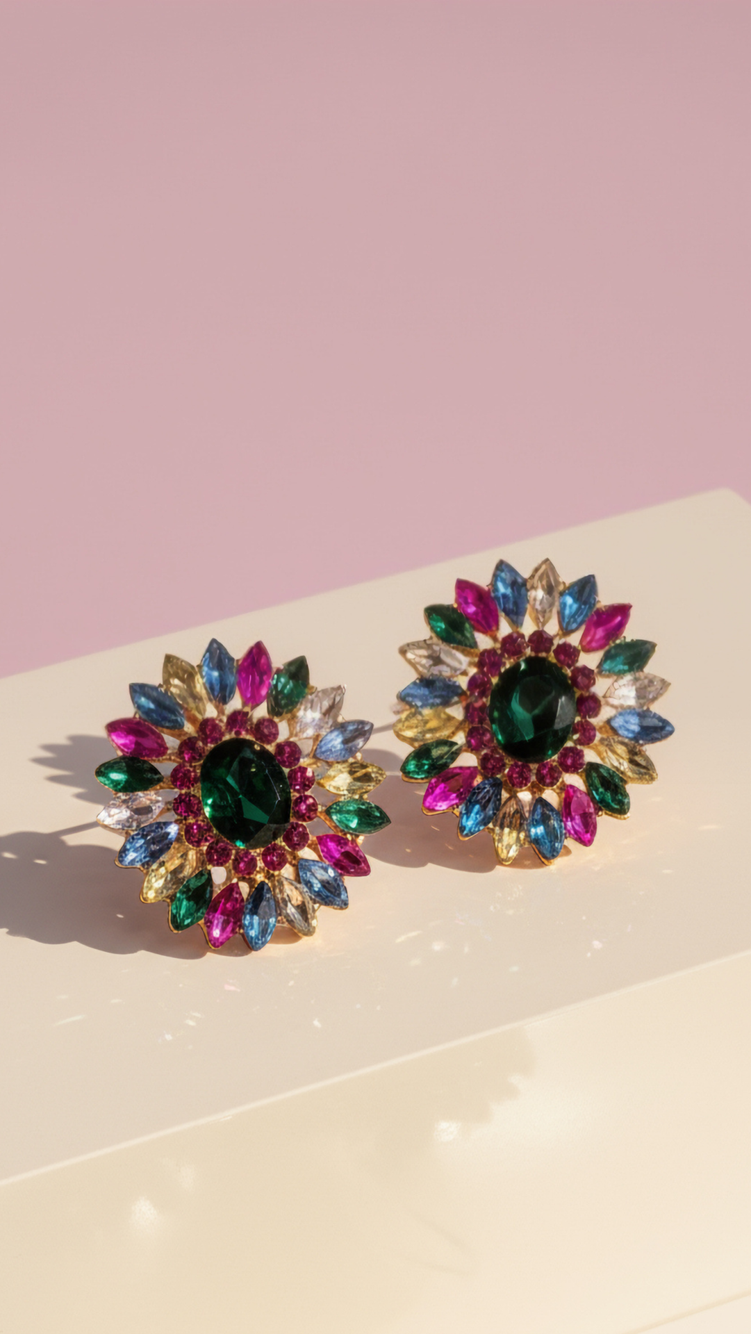 Jeweled Crystal Stud Earrings