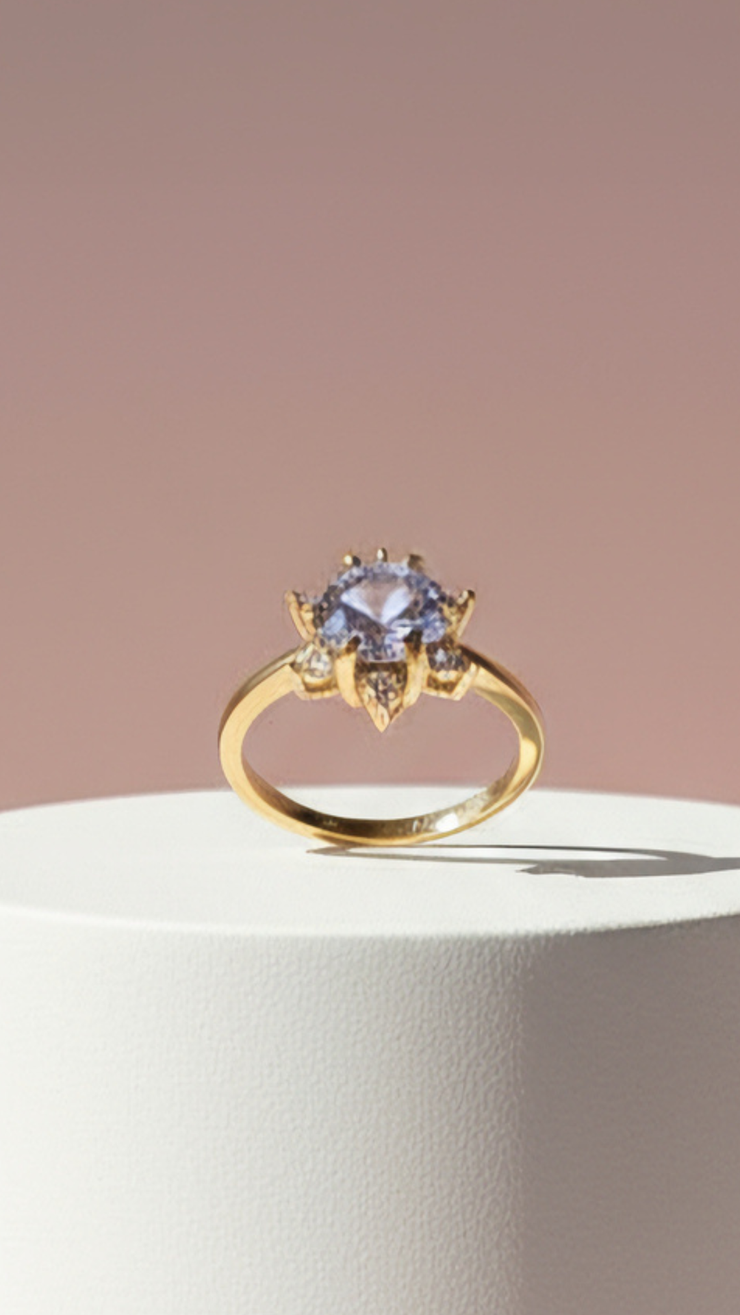 Round Cut Solitaire Crystal Ring Gold Box set of 12