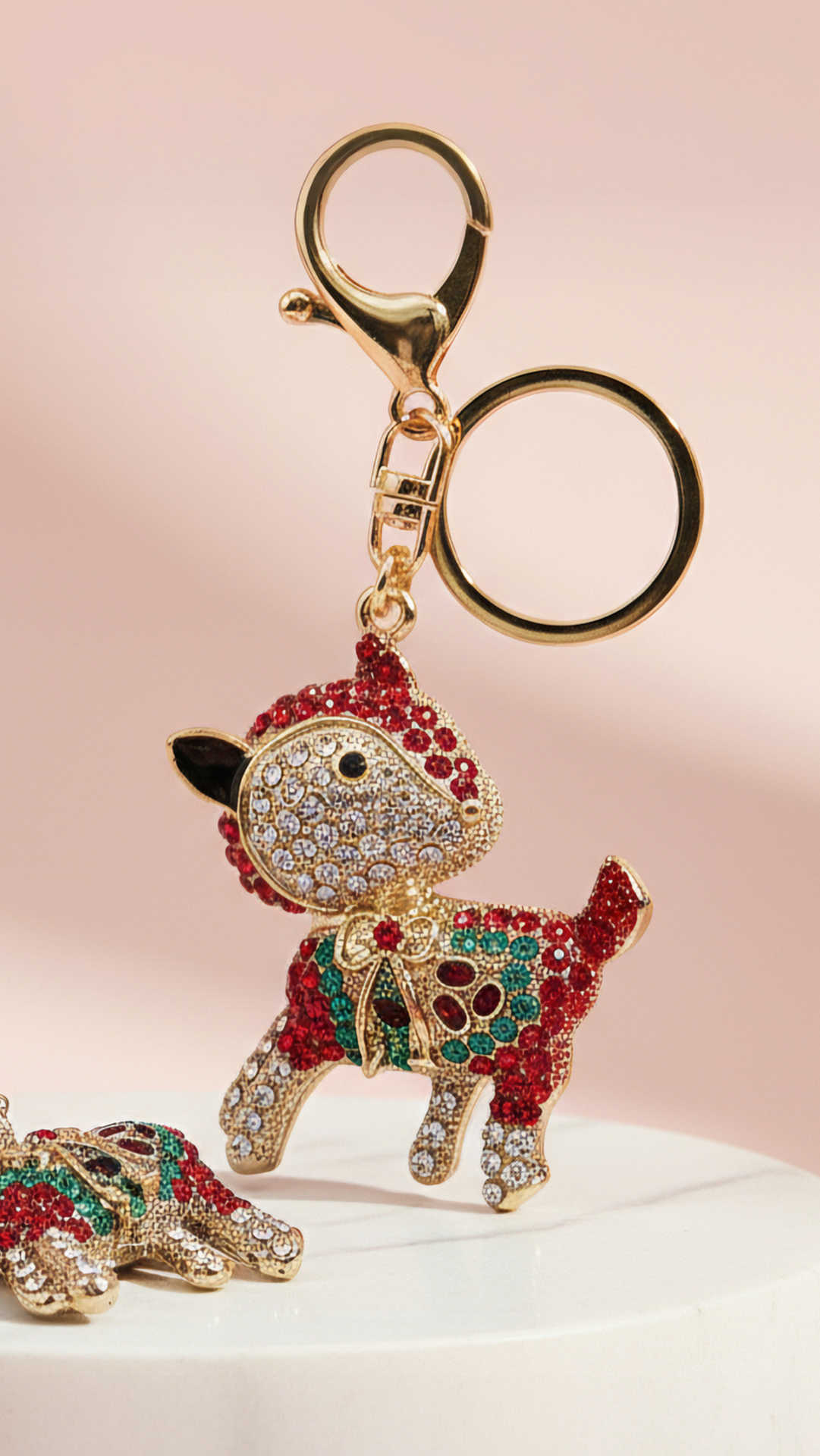 Festive Reindeer Crystal Key Ring & Bag Charm