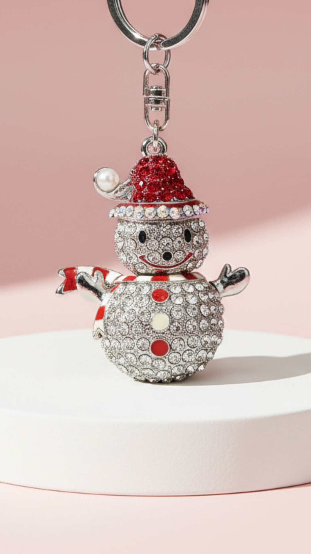 Pearl Snowman Crystal Keyring & Bag Charm