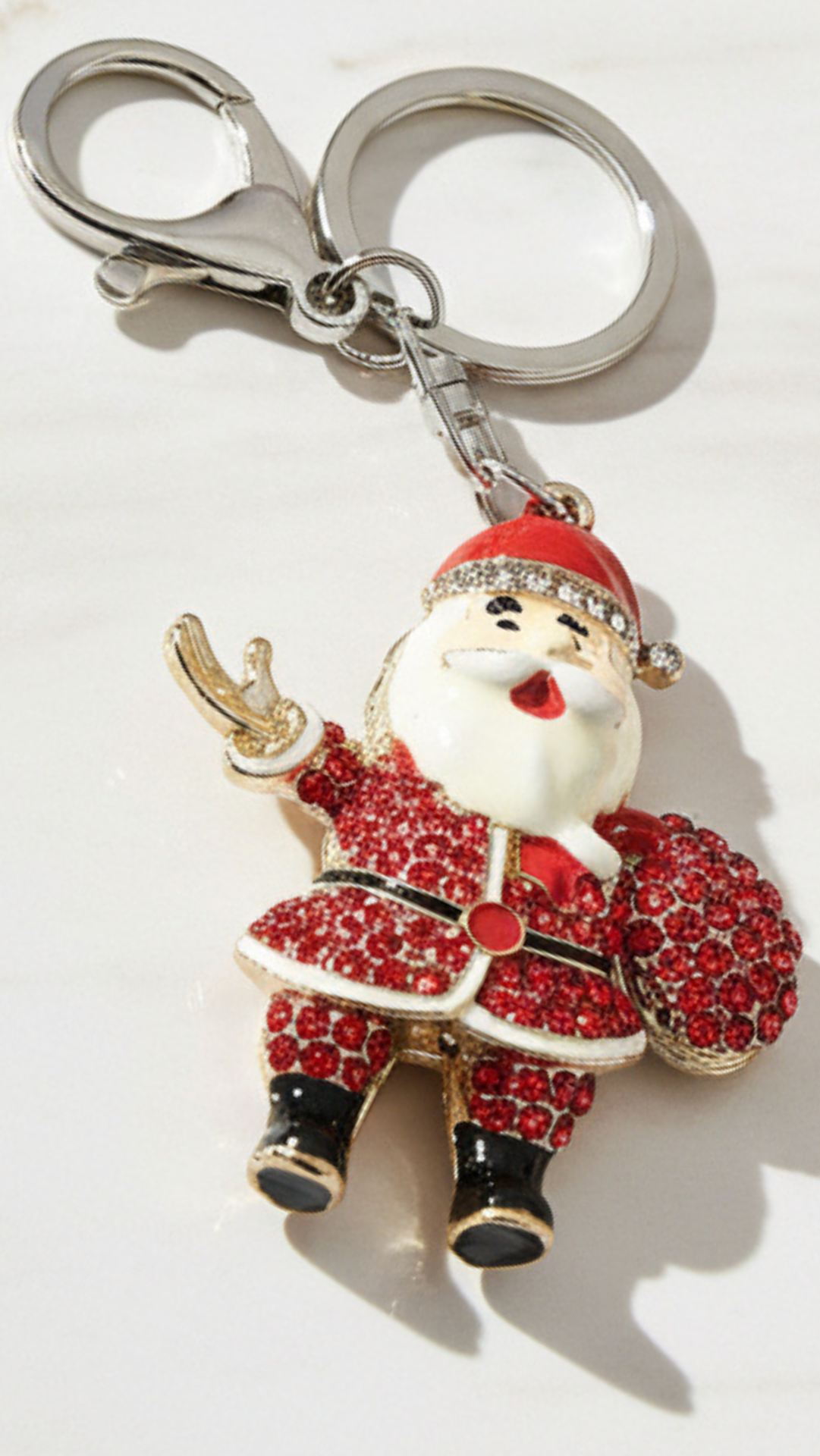 Santa With Sack Crystal Keyring & Bag Charm