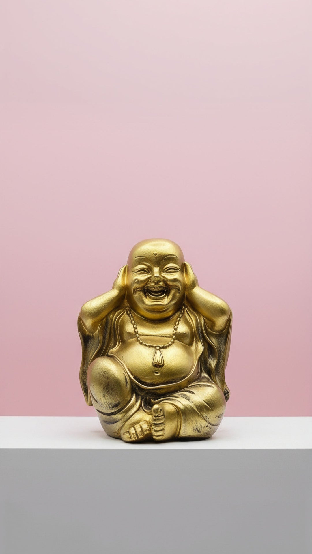 Golden Hear No Evil Buddha Figurine