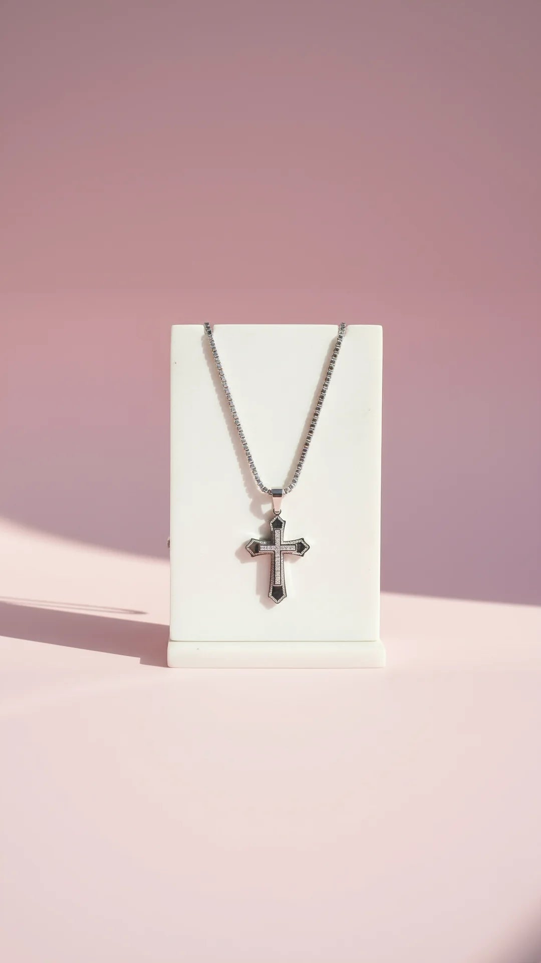 Silver Cross Crystal Symbolic Necklace