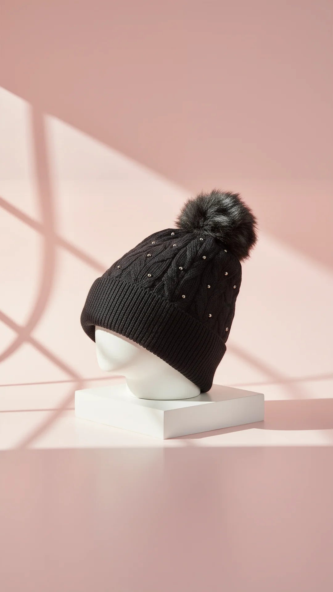 Pearl Fluffy Bobble Hats Pack of 12