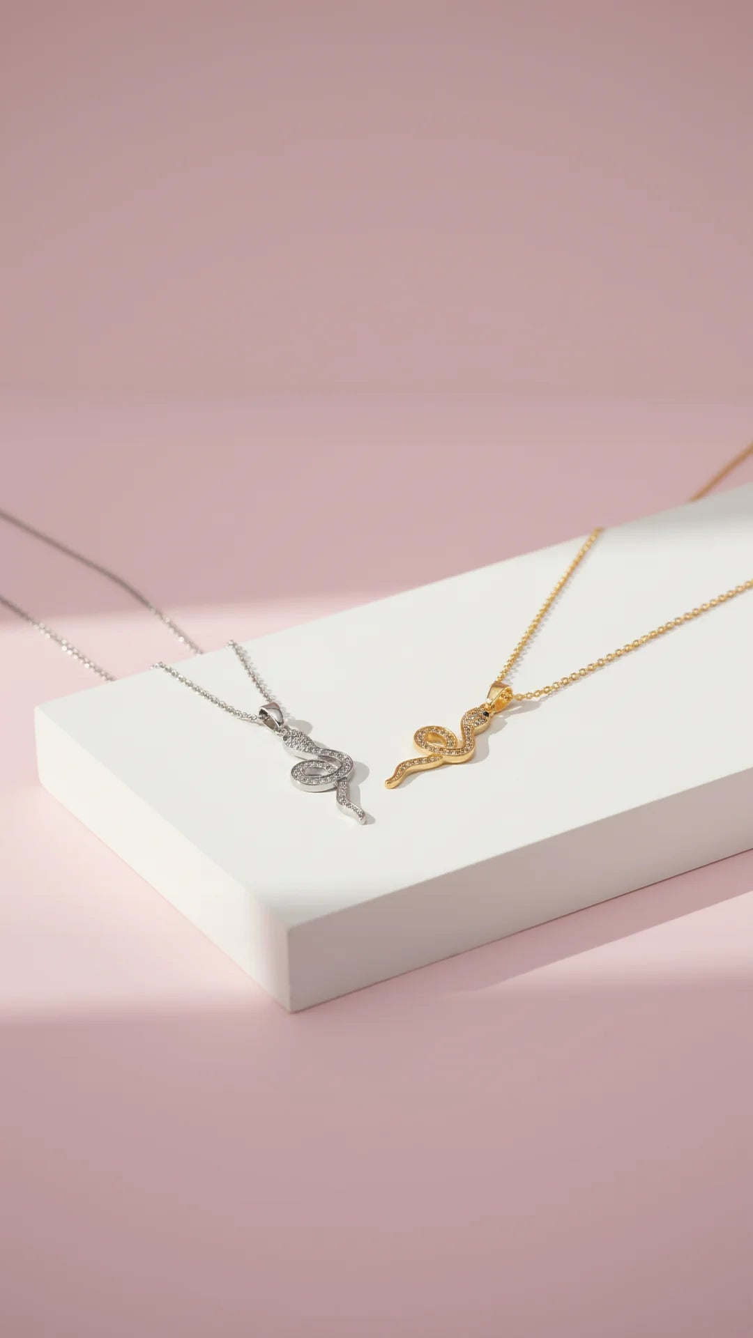 Serpent Snake Crystal Pendant Necklace