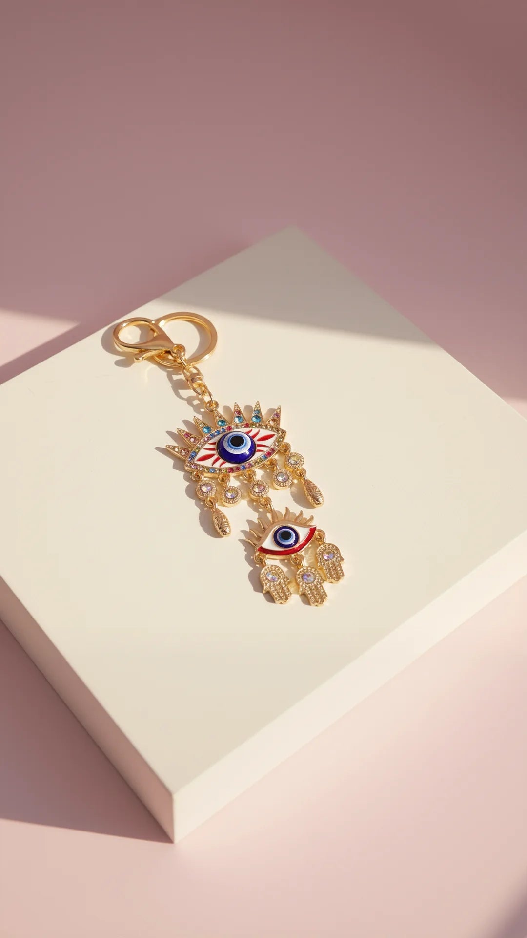 Evil Eye Dangly Crystal Key Ring & Bag Charm