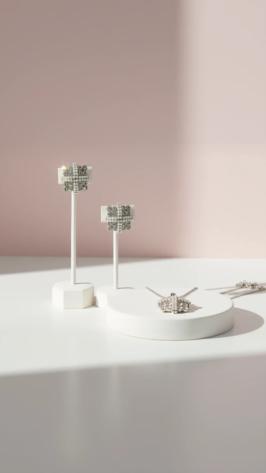 Pearl Crystal Necklace & Earrings Set