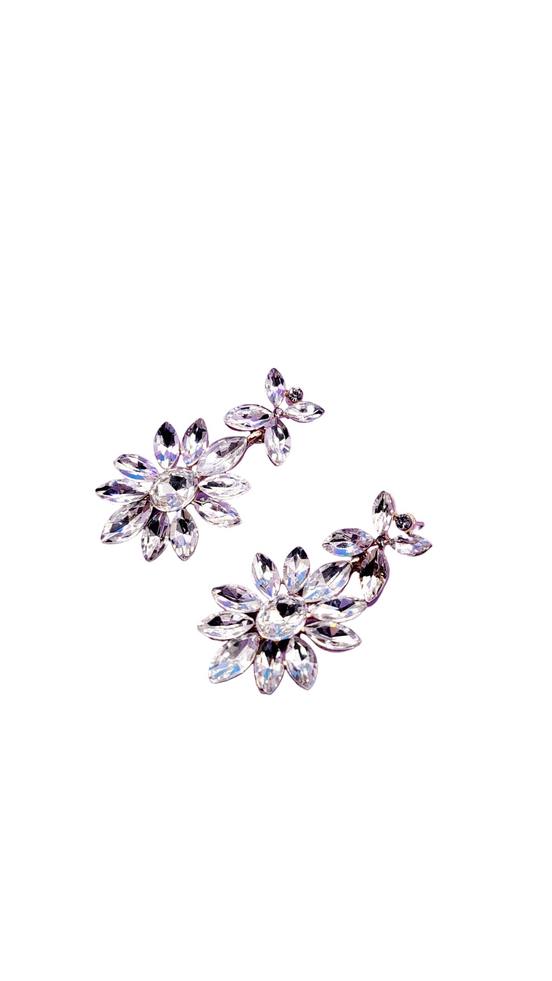 Black Flower Crystal Drop & Dangle Earrings