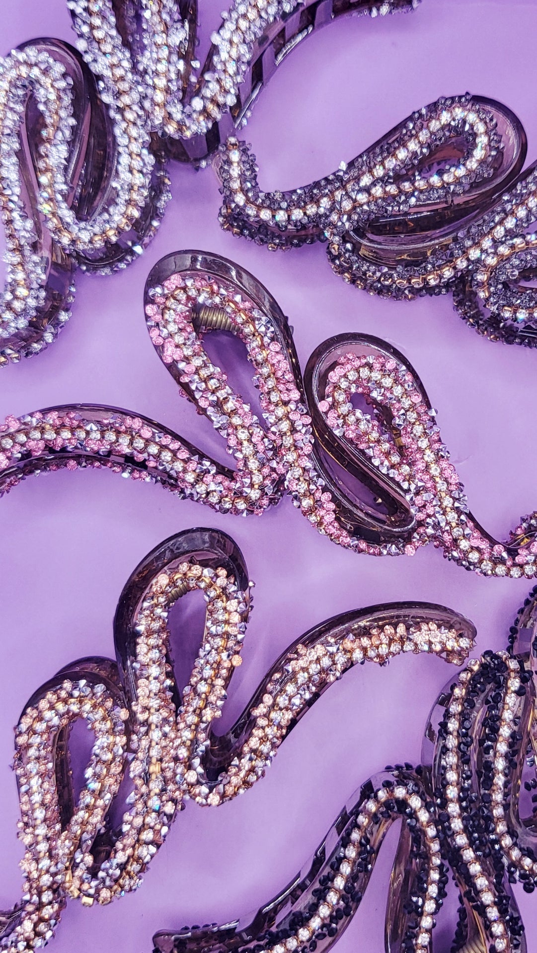 Swirl Rhinestone Sparkly Hair Clamps Pack of 12