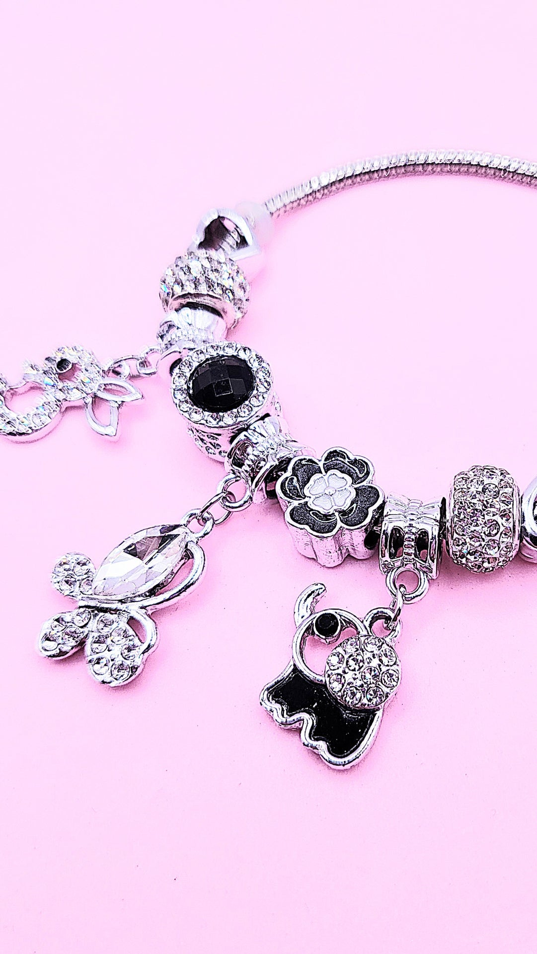 Butterfly Crystal Charm Beaded Bracelet