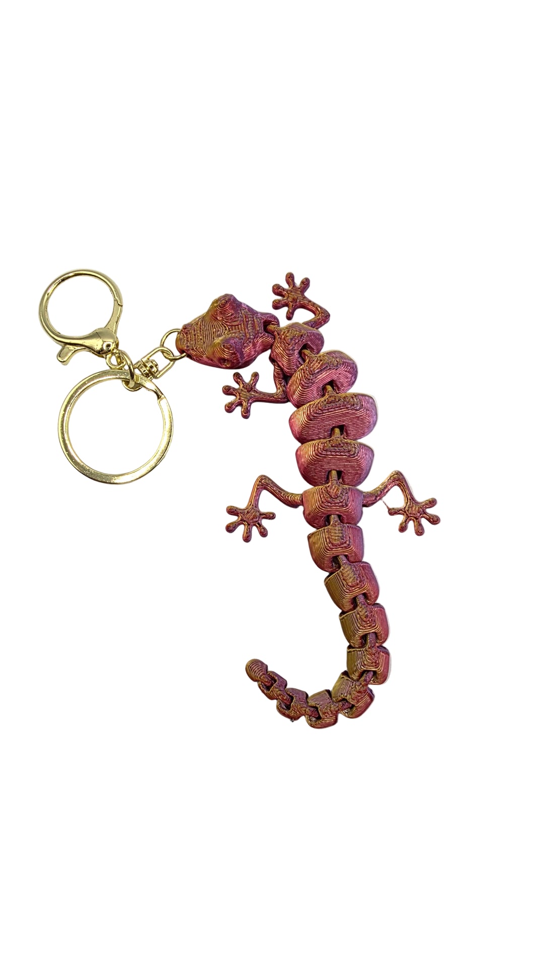 3D Printed Articulated Fantasy Gecko : Bioplastic Fidget Key Ring