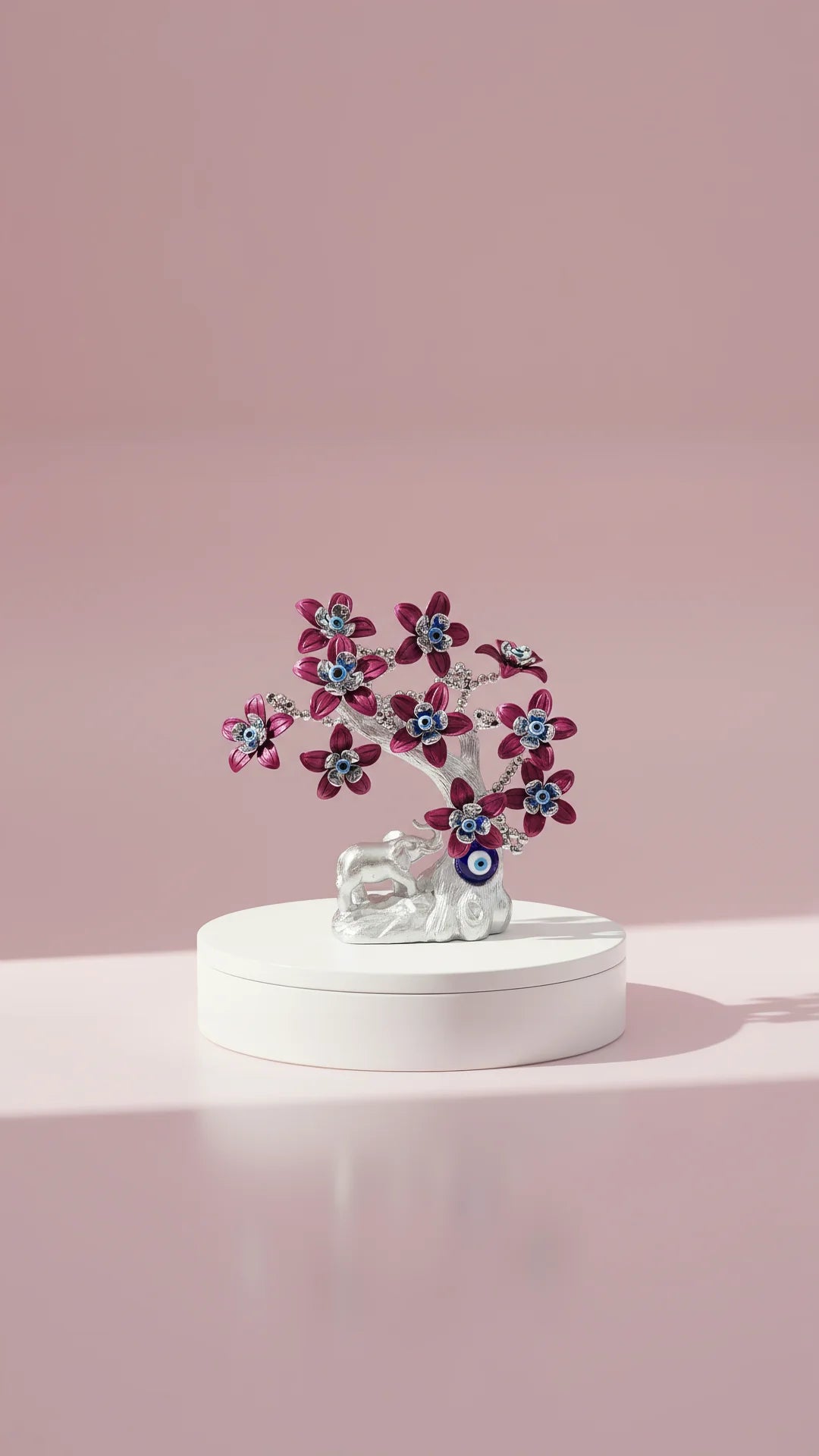 Silver Elephant Evil Eye Tree Gift Boxed