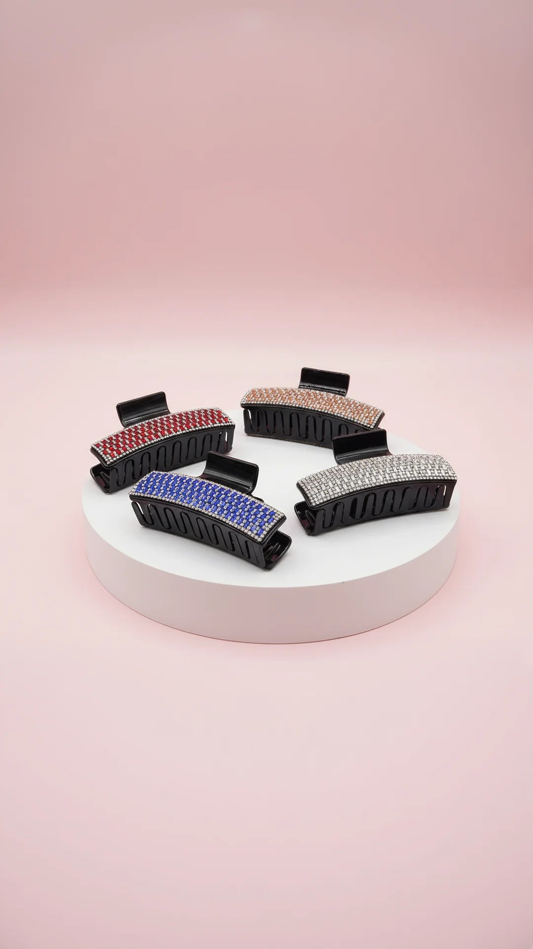 Mirrored Crystal Oblong Hair Clamps Pack of 12