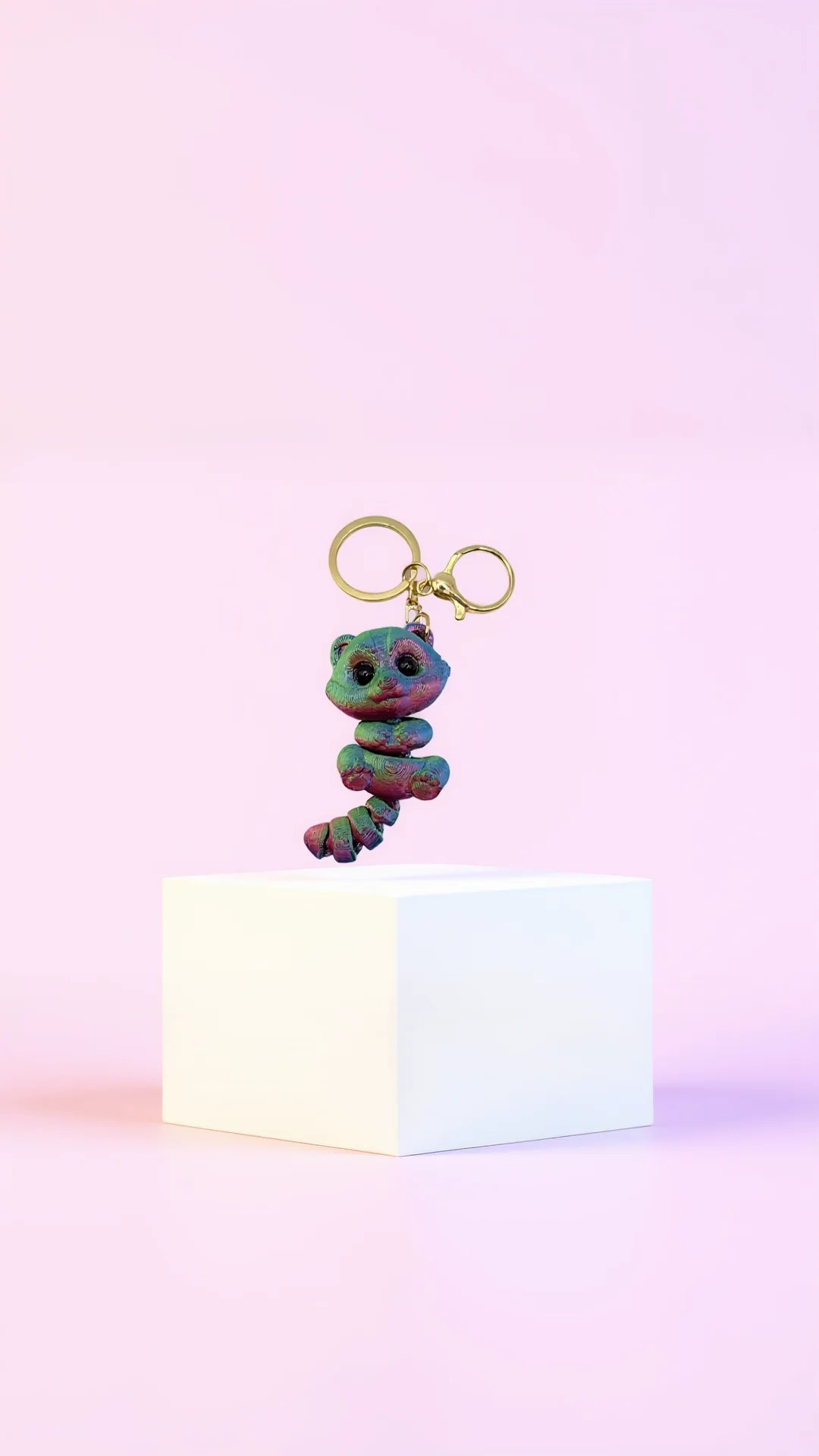 3D Printed Articulated Fantasy Racoon : Bioplastic Fidget Key Ring