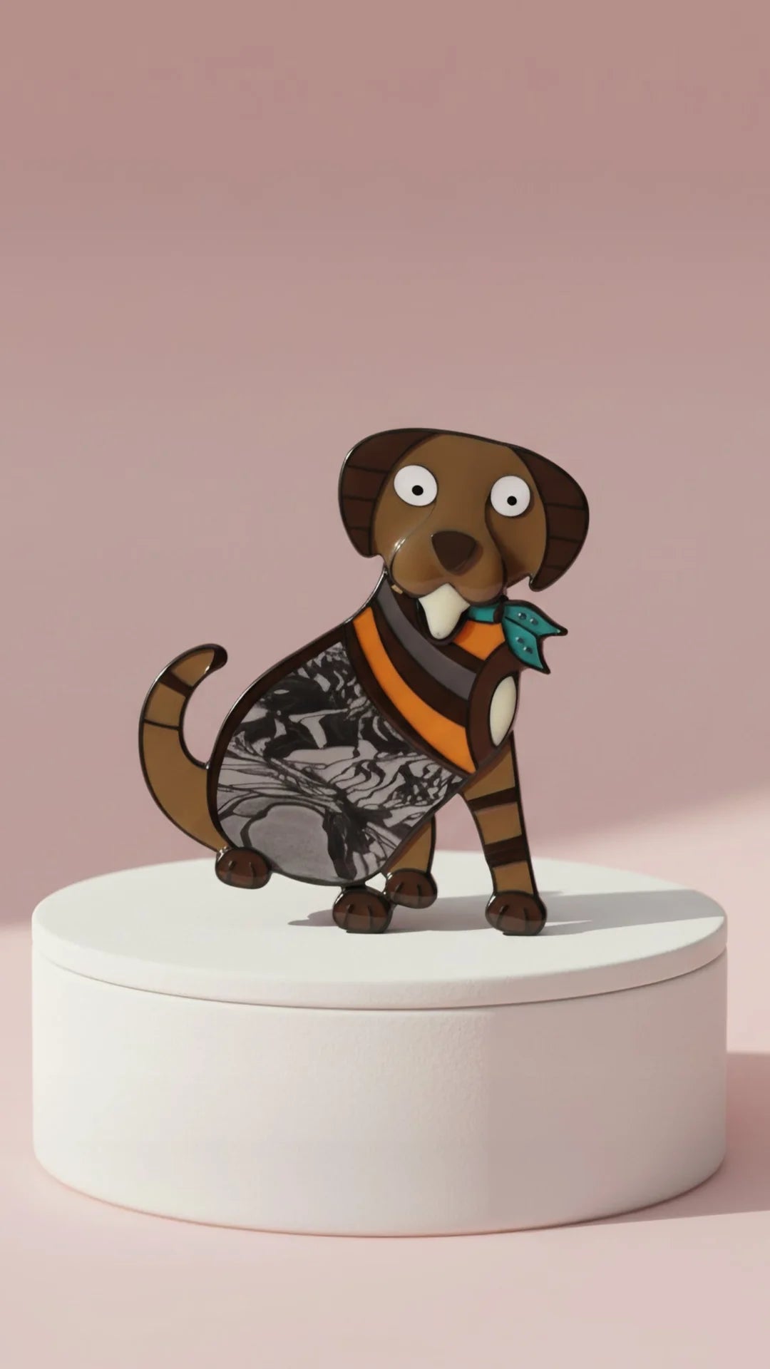 Acrylic Dog With Outfit Magnetic Brooch