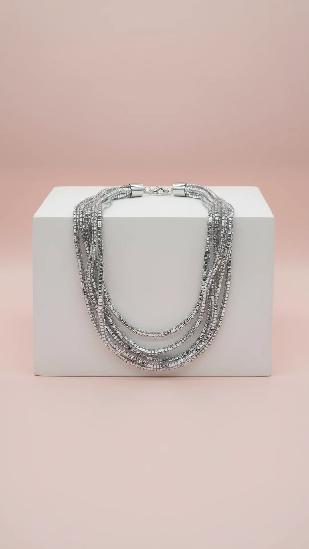 Mirrored Multi Strand Crystal Necklace