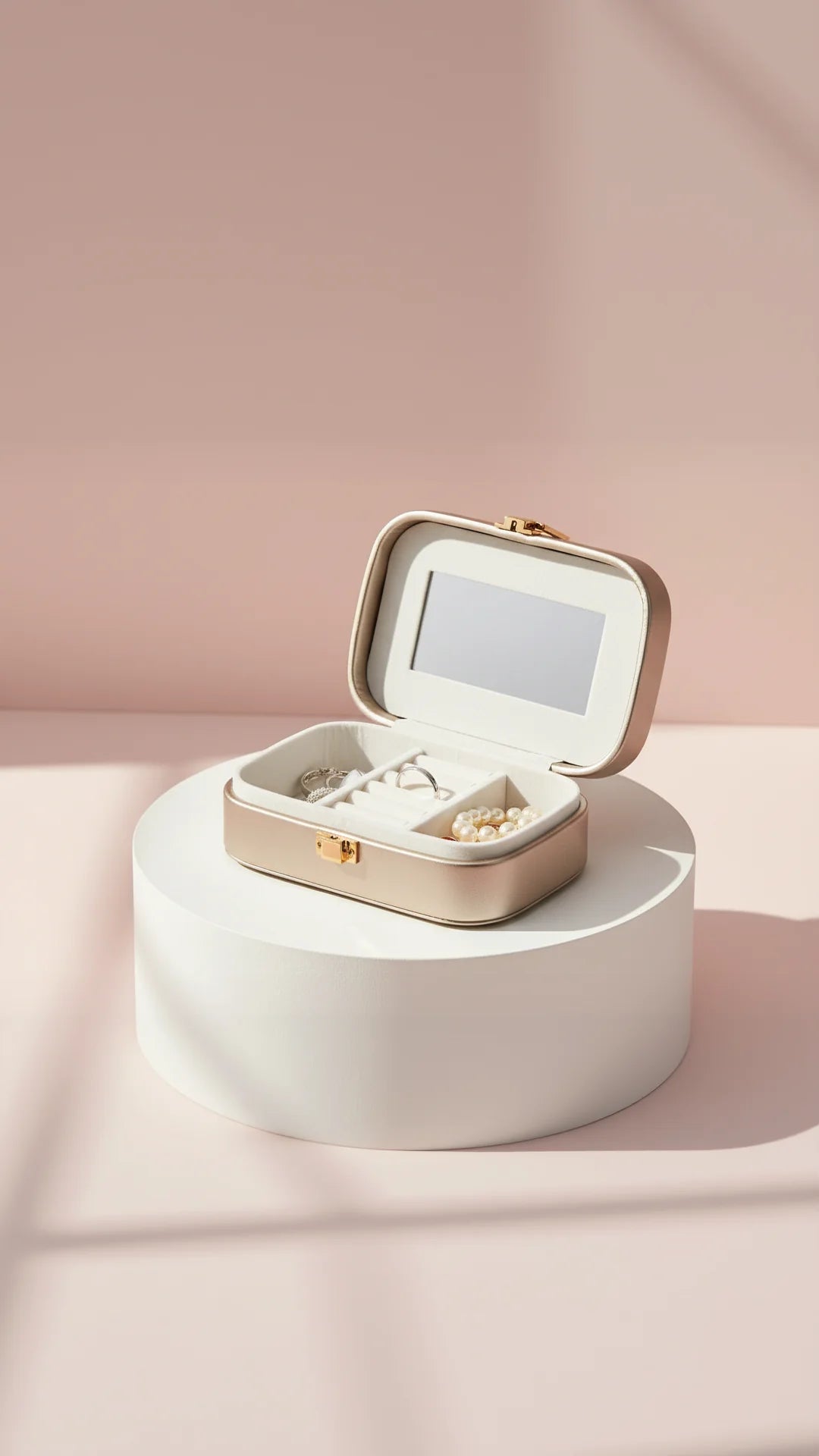 Travel Jewellery Box – Compact Trinket Organizer With Mirror