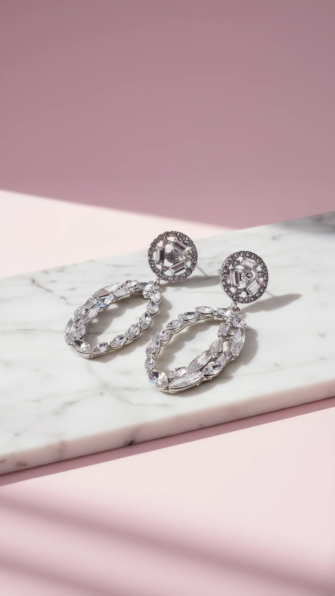 Oval Drop & Dangle Crystal Earrings