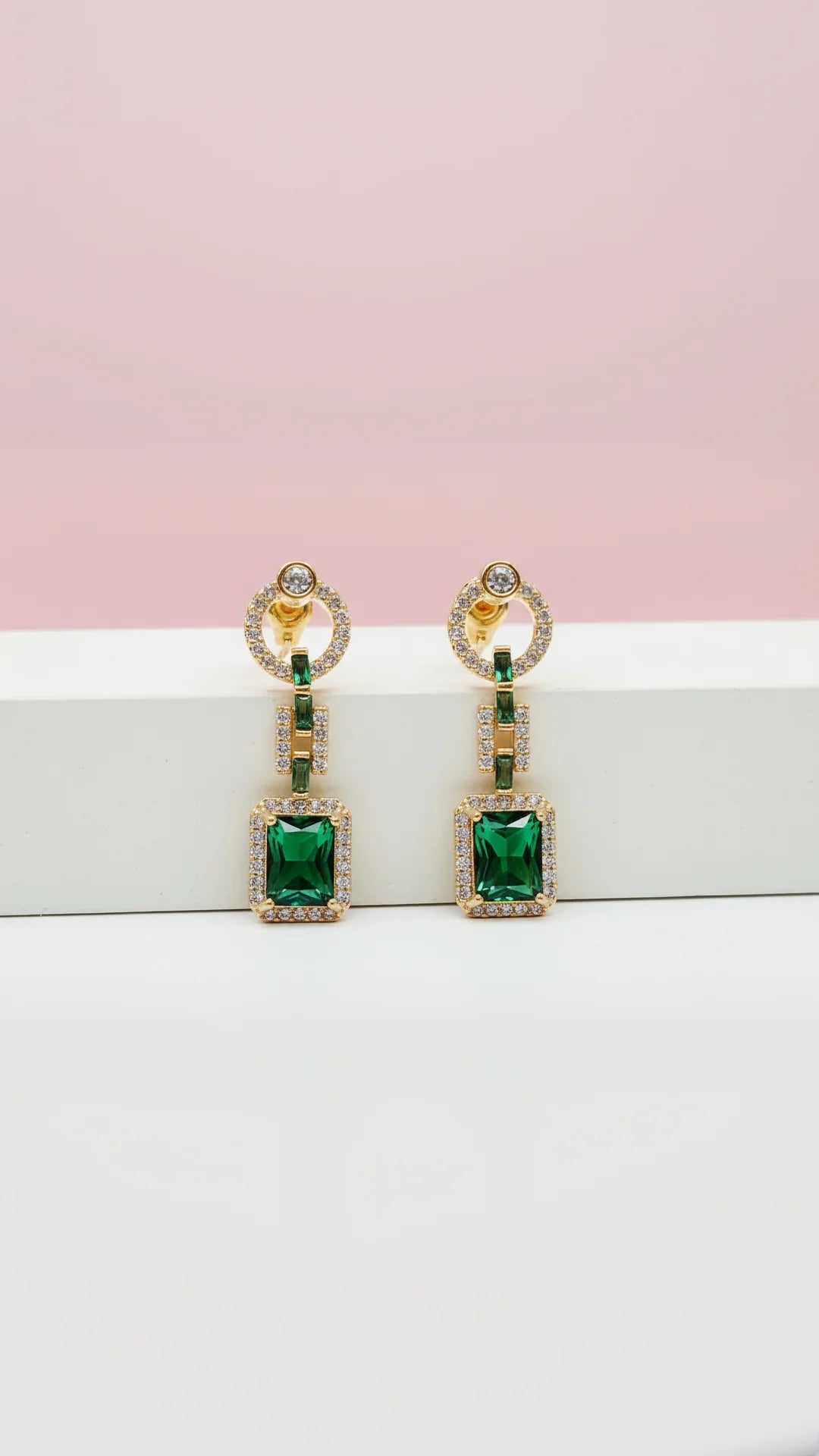 Rectangular Drop & Dangle Crystal Earrings