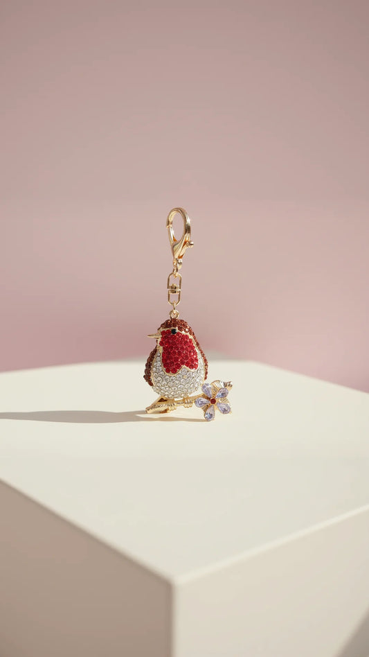 Robin Festive Crystal Key Ring & Bag Charm