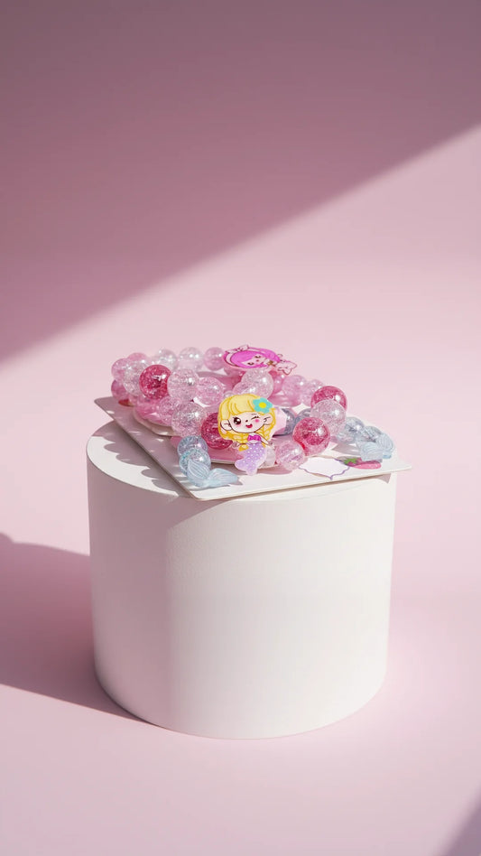 Rainbow Pastel Mermaid & Strawberries Girls Bracelets Pack Of 10