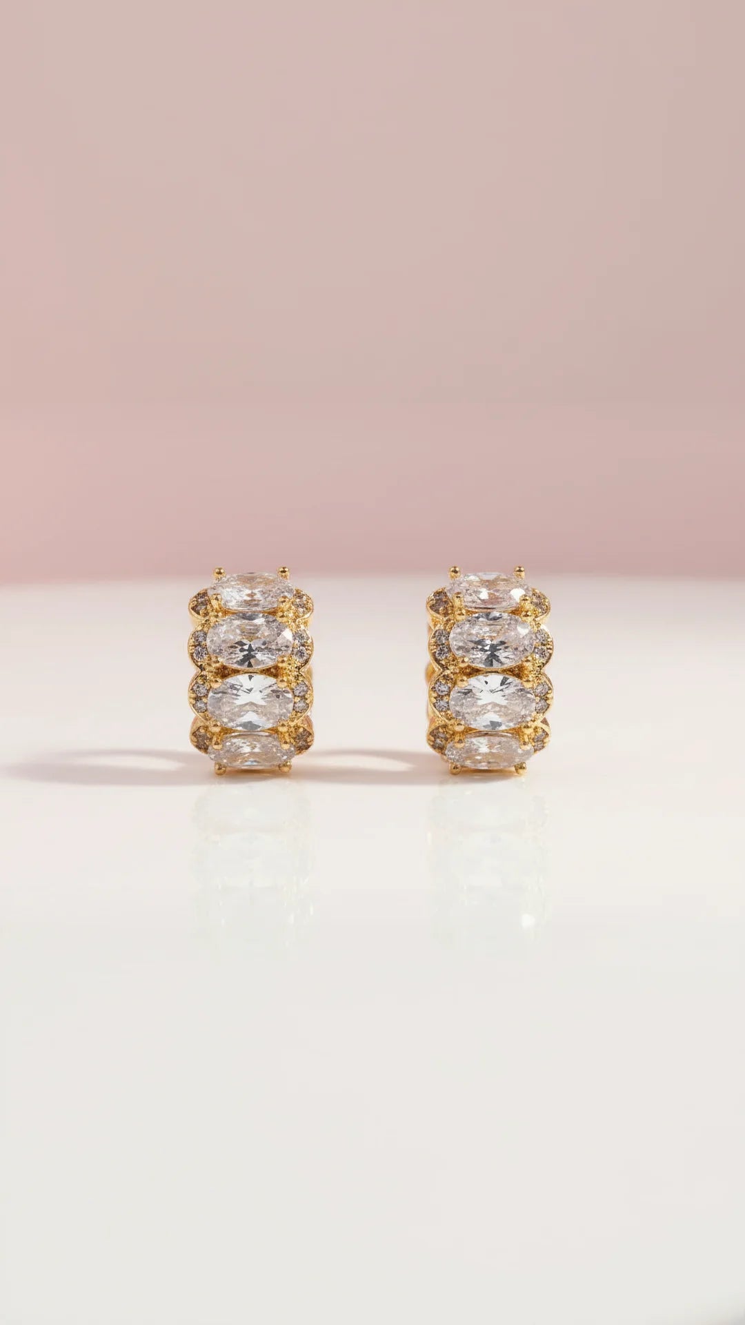 Oval Cut Crystal Huggie Earrings