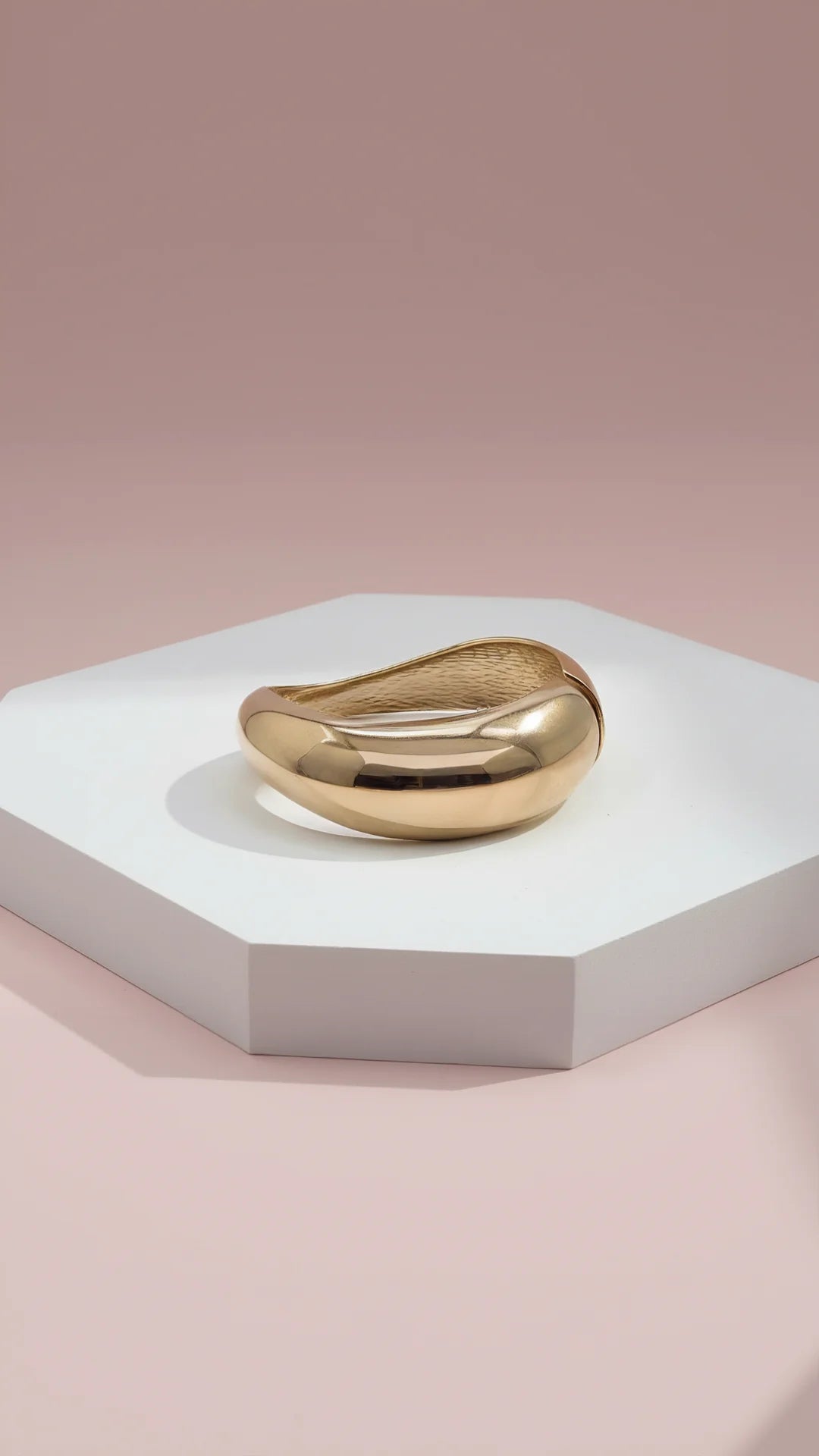 Mirror Finish Curved Hinged Bangle Cuff