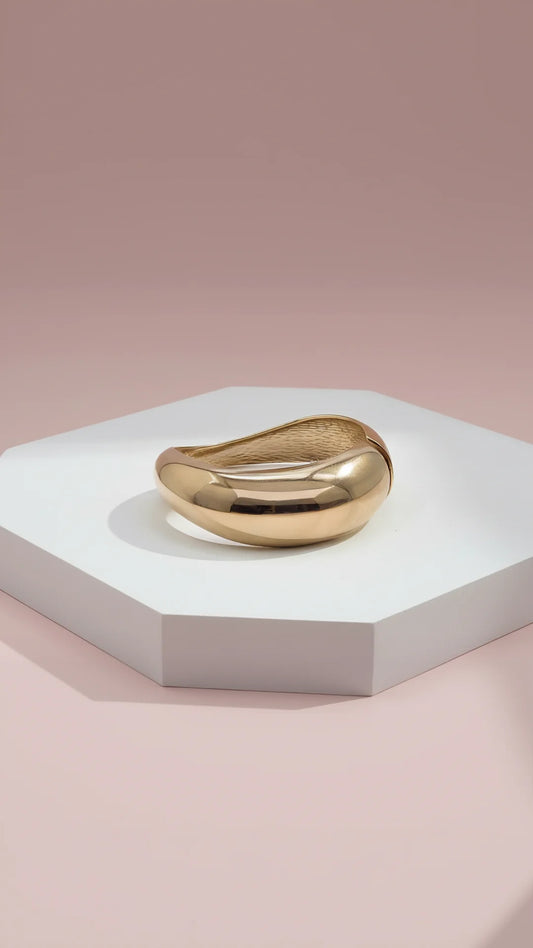 Mirror Finish Curved Hinged Bangle Cuff