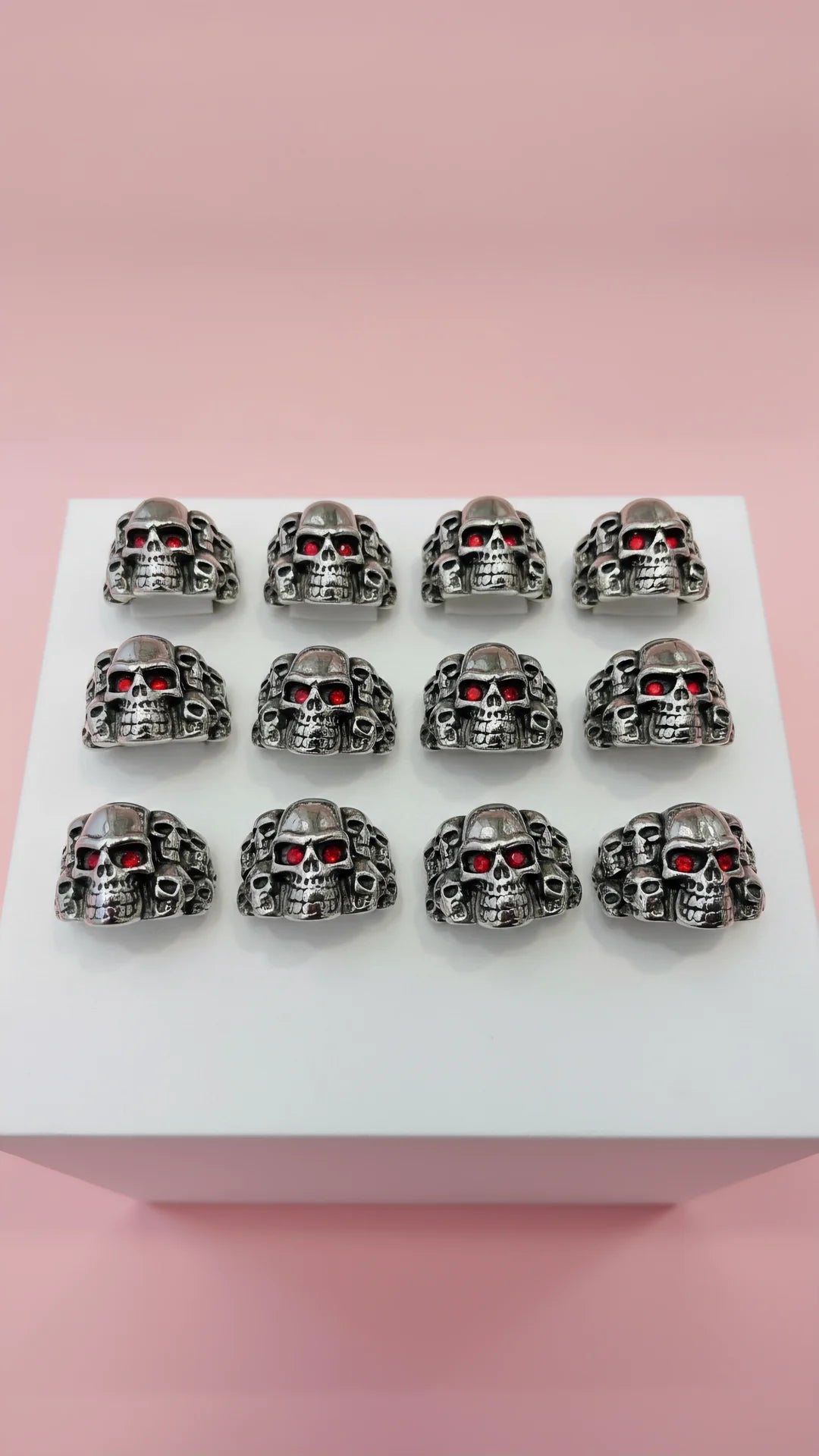 Stainless Steel Skulls Men's Biker Ring