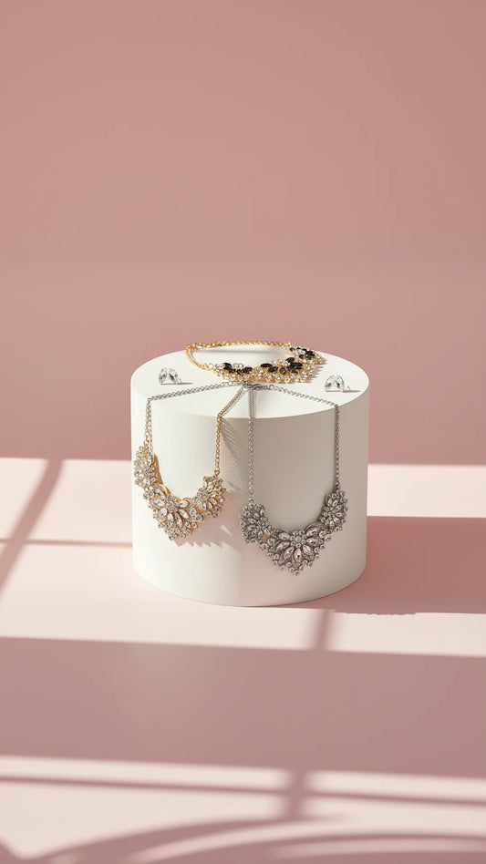 Floral Crystal Necklace & Earrings Set