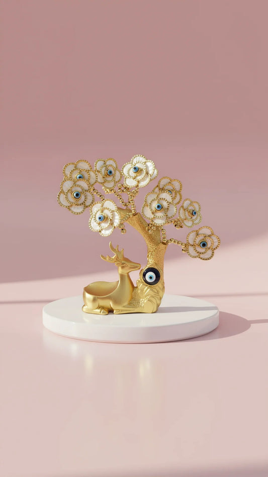 Sitting Stag Evil Eye Tree With Trinket Holder Gift Boxed