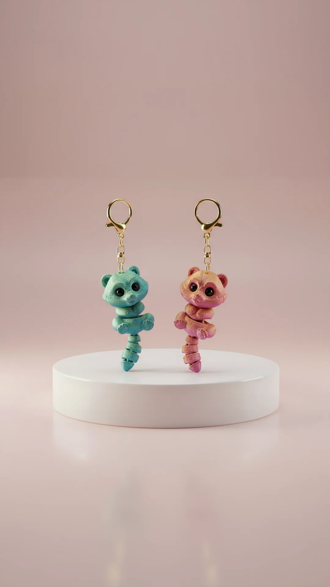 3D Printed Articulated Fantasy Racoon : Bioplastic Fidget Key Ring