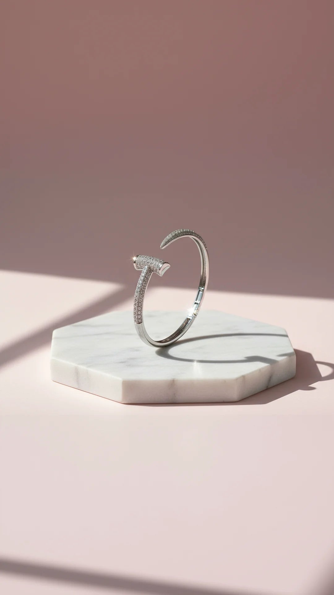 Hinged Crystal Stainless Steel T Bangle