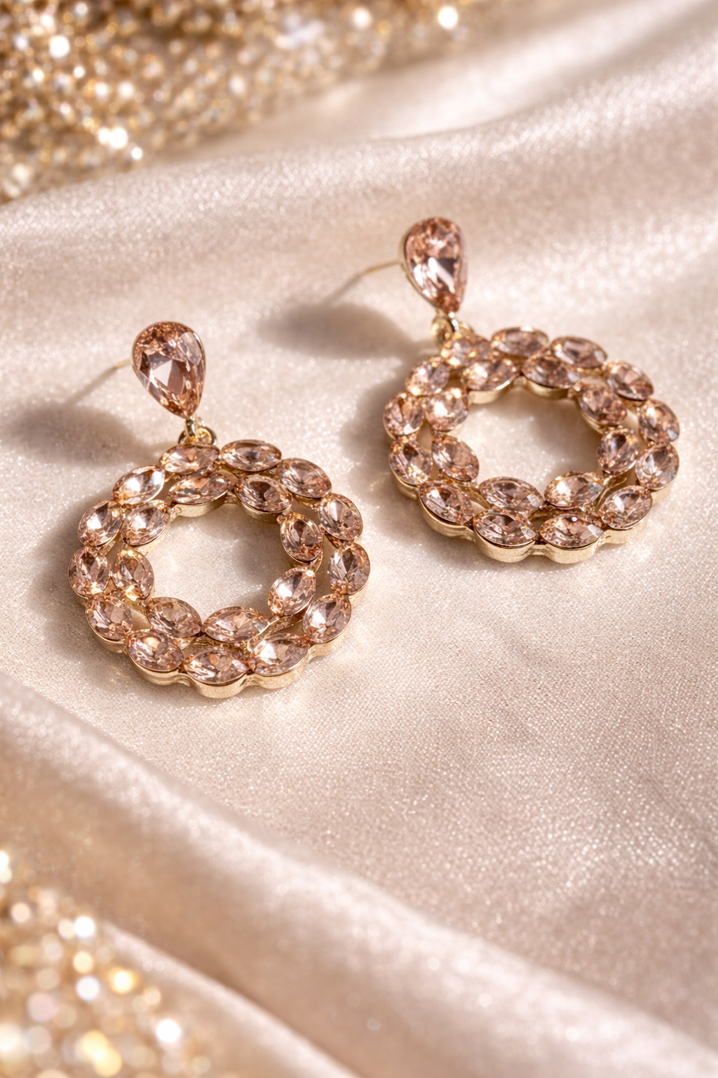 Round Hoop Crystal Drop & Dangle Earrings