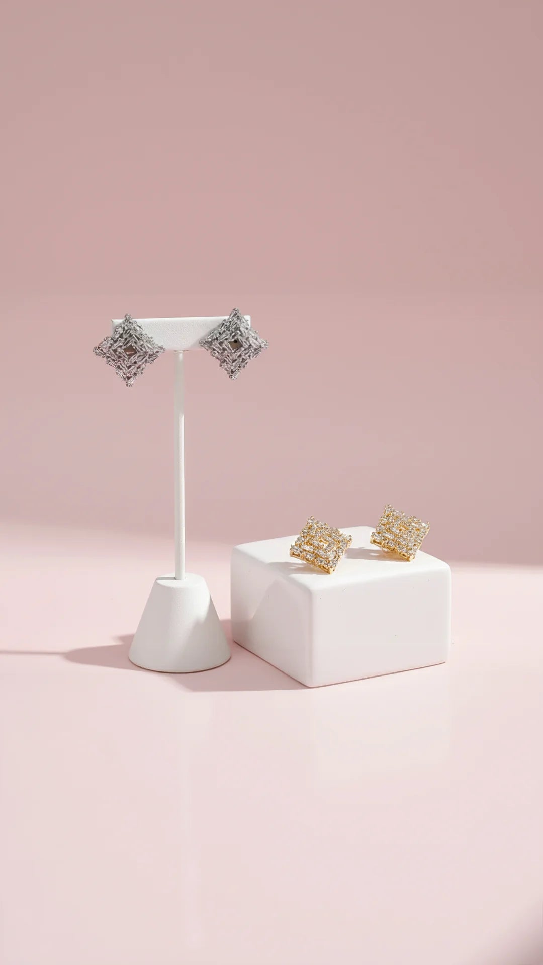 Square Baguette Cut Crystal Stud Earrings