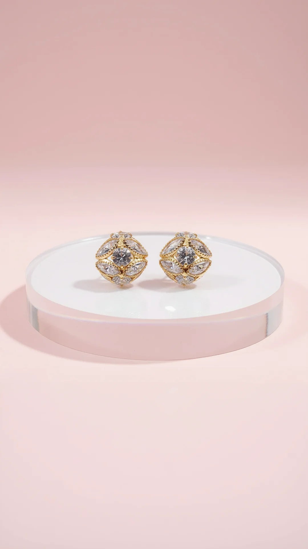 Cluster Crystal Ball Stud Earrings