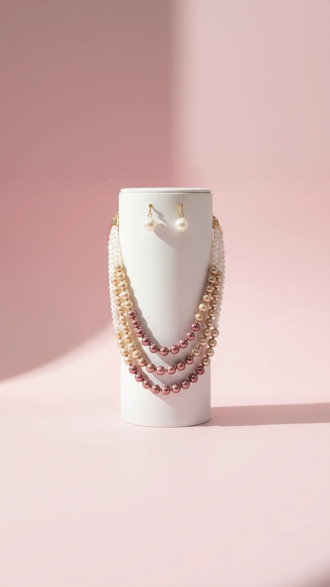 Pearl Multi Layer Necklace & Earrings Set