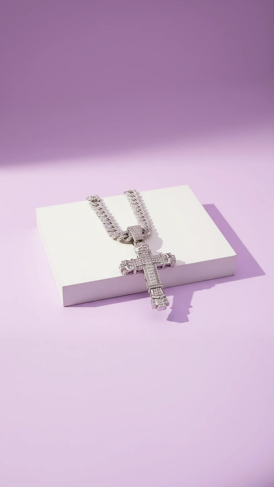 Magnum Stainless Steel Crystal Cross Necklace