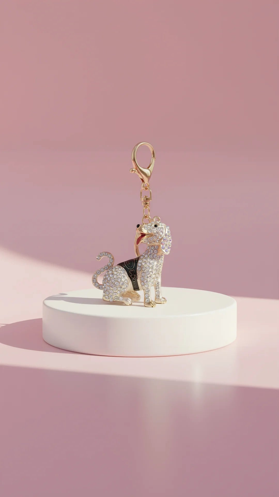 Dog In Coat Crystal Key Ring & Bag Charm