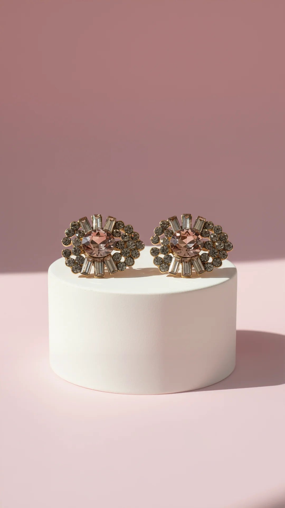 Geometric Cluster Crystal Stud Earrings