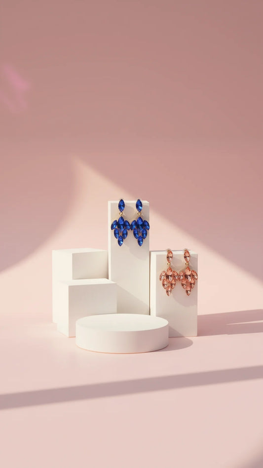 Marquise Cut Layered Crystal Drop & Dangle Earrings