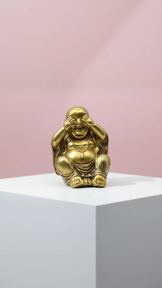 Golden See No Evil Buddha Figurine