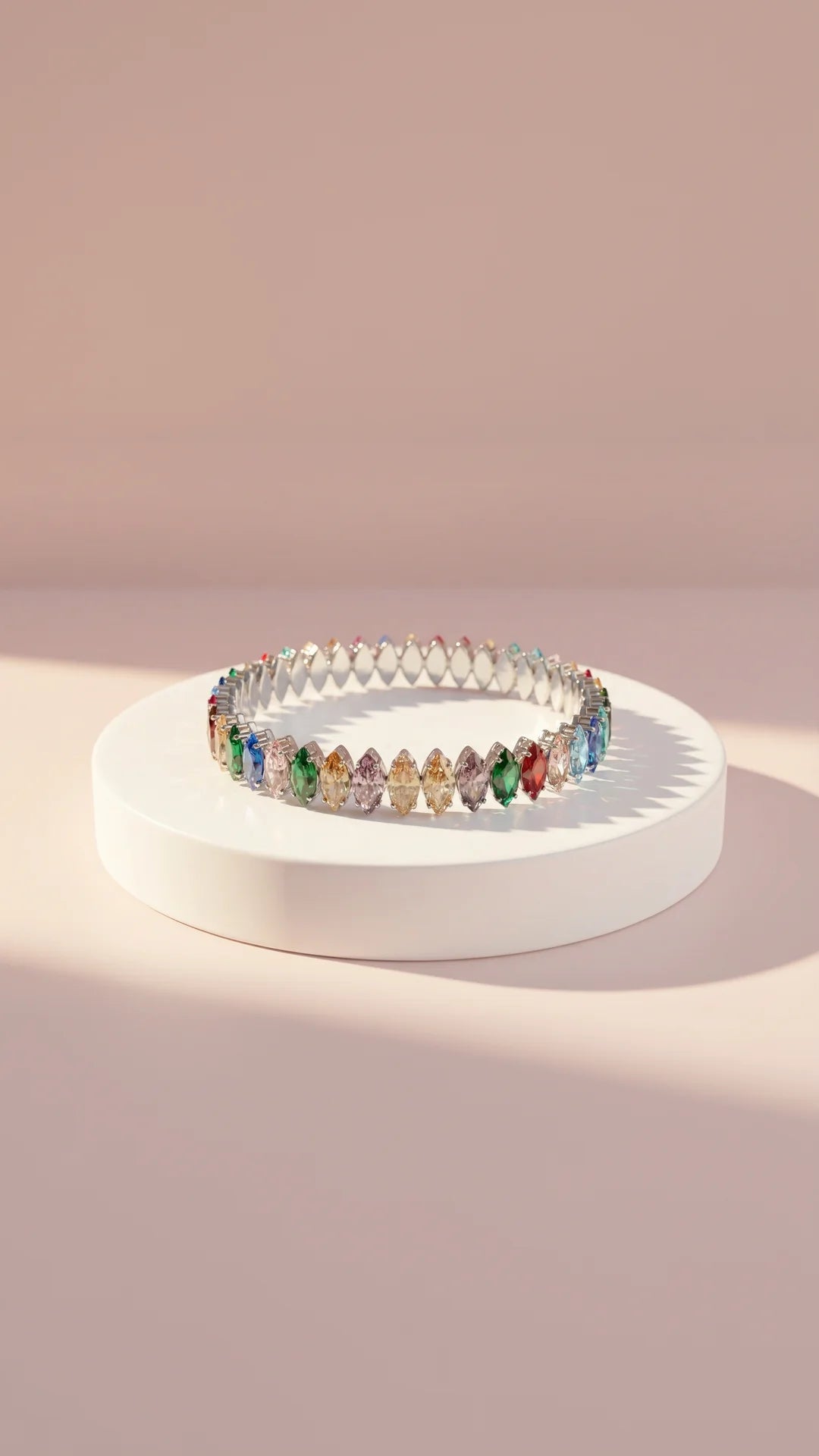 Stretchy Oval Crystal Snap On Cuff