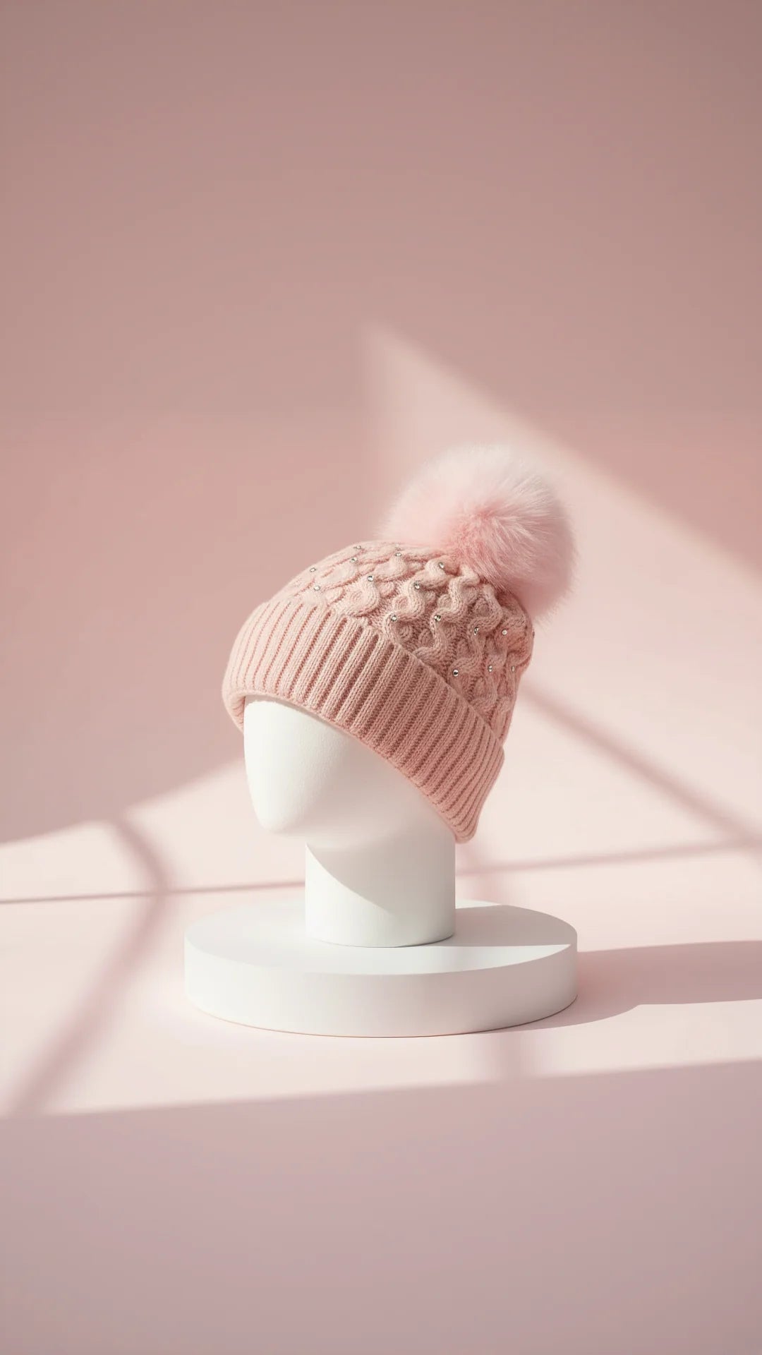 Crystal Studded Fluffy Bobble Hats Pack of 12