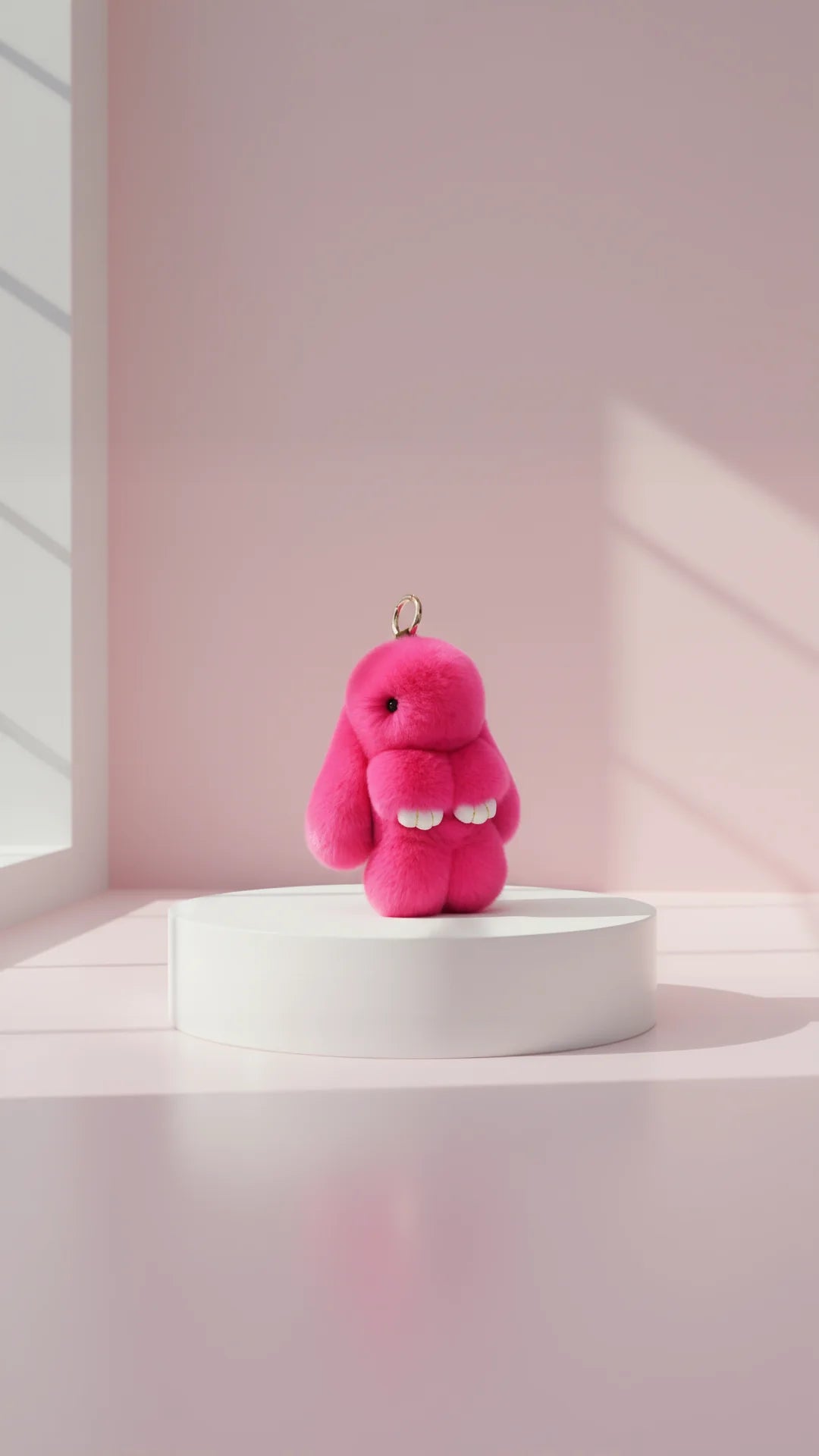 Mini Plush Fluffy Bunny Rabbit Key Ring & Bag Charm