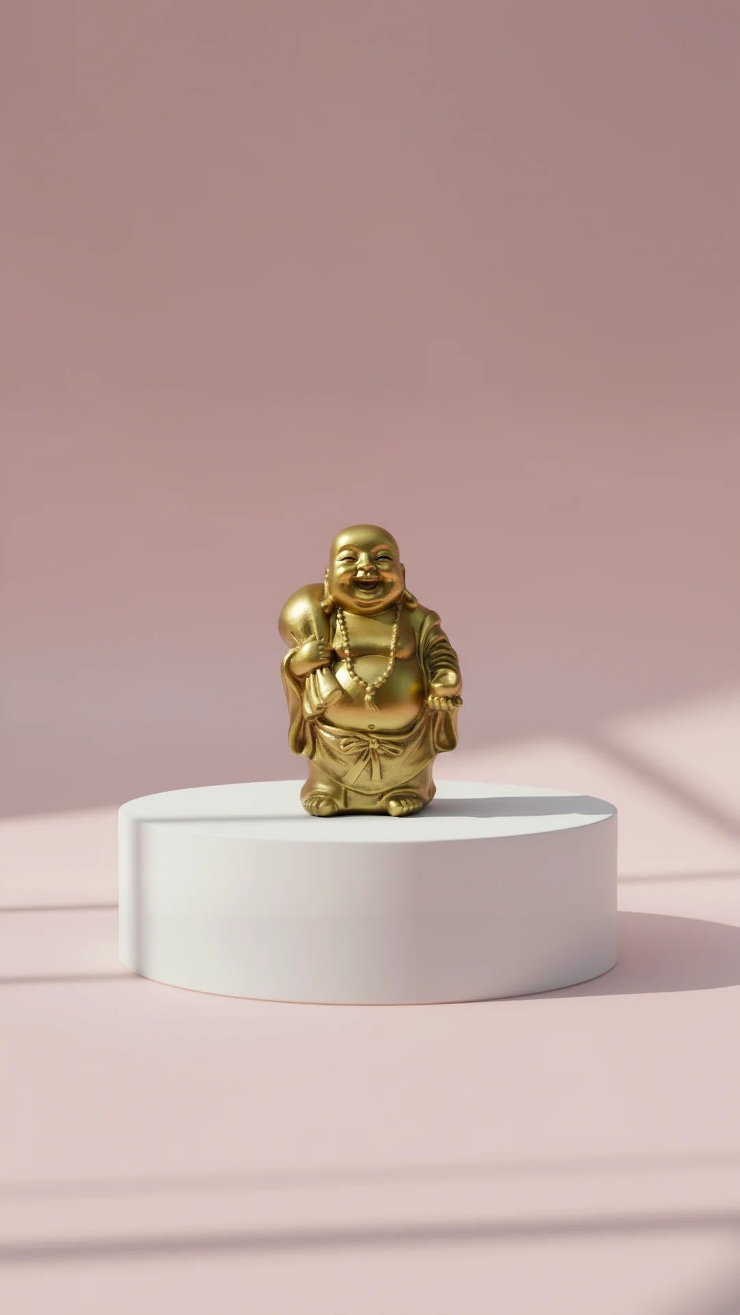 Gold Standing Buddha With Fortune Sack Figurine