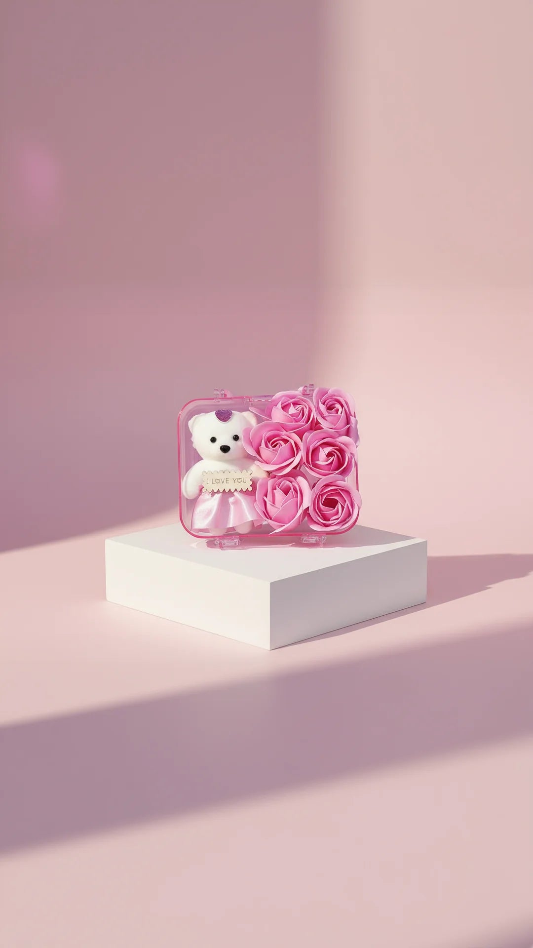 Scented Roses & Teddy With Gift Box Carry Case